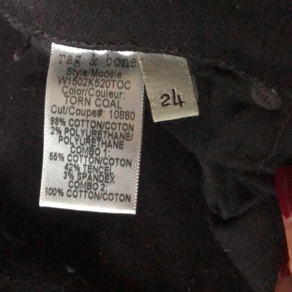 Rag & Bone black patch work jeans size 24 - Picture 6 of 9
